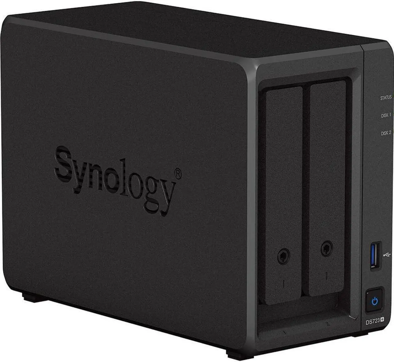 Alt view image 4 of 5 - Synology DiskStation DS723+ NAS Server with Ryzen 2.6GHz CPU, 32GB Memory, 16TB SSD Storage, 2TB M.2 NVMe SSD, 2 x 1GbE LAN Ports, DSM Operating System