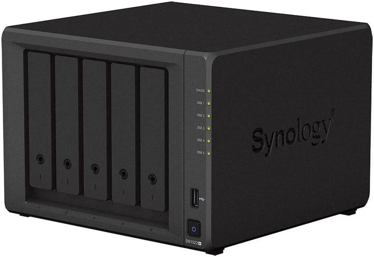 Alt view image 4 of 5 - Synology DiskStation DS1522+ NAS Server with Ryzen 2.6GHz CPU, 32GB Memory, 40TB SSD Storage, 2TB M.2 NVMe SSD, 4 x 1GbE LAN Ports, DSM Operating System