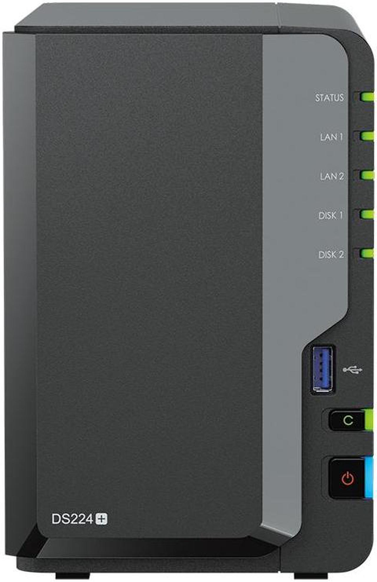 Main image of Synology DiskStation DS224+ NAS Server with Celeron 2.0GHz CPU, 6GB Memory, 8TB SSD Storage, 2 x 1GbE LAN Ports, DSM Operating System