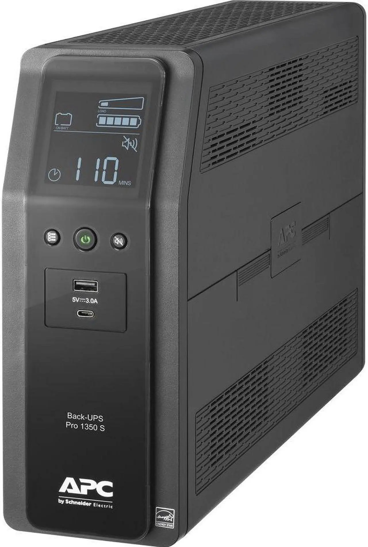 Alt view image 3 of 4 - APC Sine Wave UPS Battery Backup & Surge Protector, BR1350ms Tower Back-UPS, 1350 VA Backup Battery Power Supply, 10 x NEMA 5-15R, AVR Bundled With 16GB USB Storage