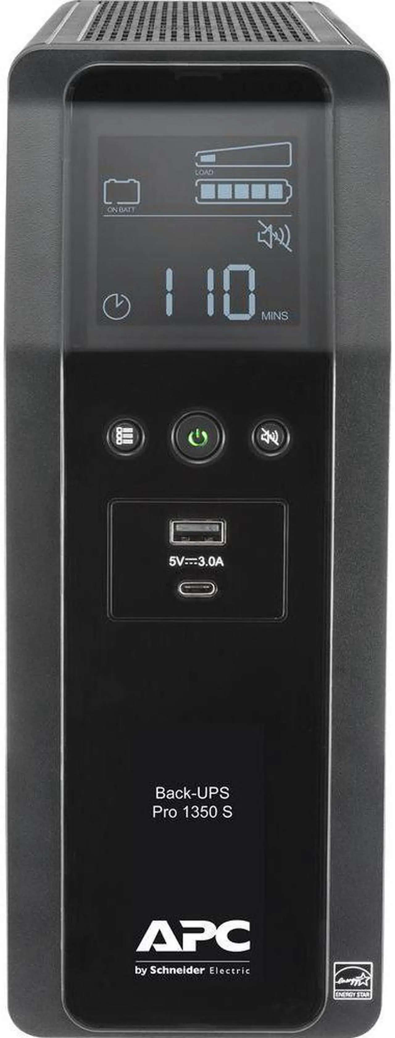 Alt view image 2 of 4 - APC Sine Wave UPS Battery Backup & Surge Protector, BR1350ms Tower Back-UPS, 1350 VA Backup Battery Power Supply, 10 x NEMA 5-15R, AVR Bundled With 16GB USB Storage