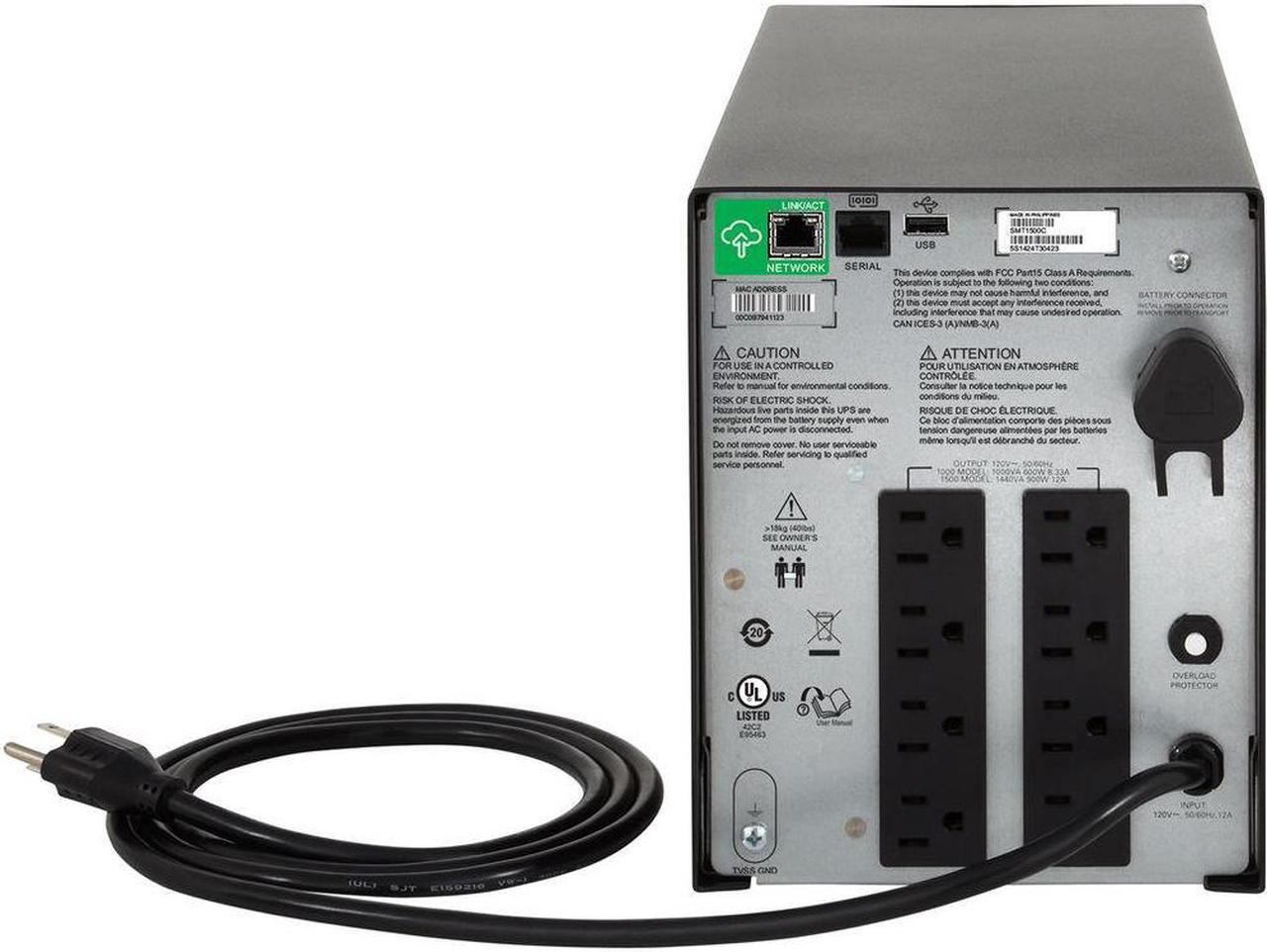 Alt view image 4 of 4 - APC Smart-UPS, SMC1500C Tower Back-UPS, 1440 VA Backup Battery Power Supply, 8 x NEMA 5-15R, SmartConnect Port, AVR, LCD Bundled With 16GB USB Storage