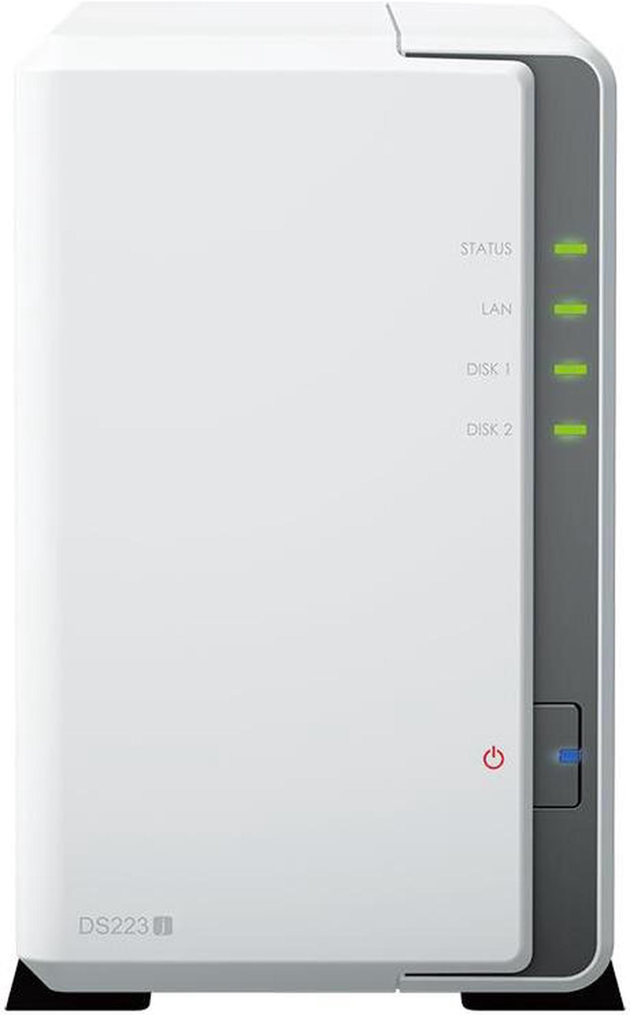 Main image of Synology DiskStation DS223j NAS Server with RTD1619B 4-Core 1.7GHz CPU, 1GB Memory, 44TB HDD Storage, 1 x 1GbE LAN Port, DSM Operating System
