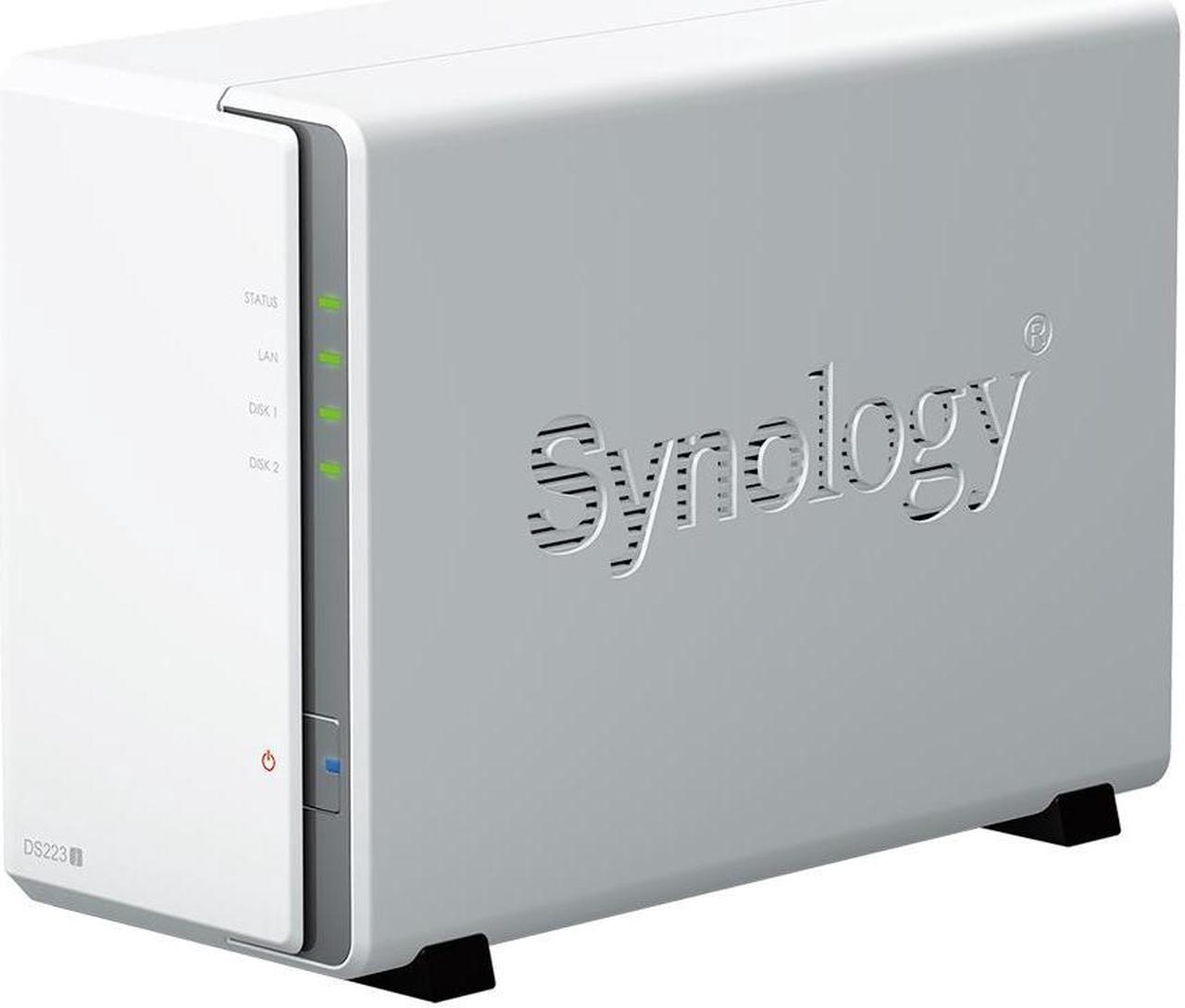 Alt view image 2 of 5 - Synology DiskStation DS223j NAS Server with RTD1619B 4-Core 1.7GHz CPU, 1GB Memory, 44TB HDD Storage, 1 x 1GbE LAN Port, DSM Operating System