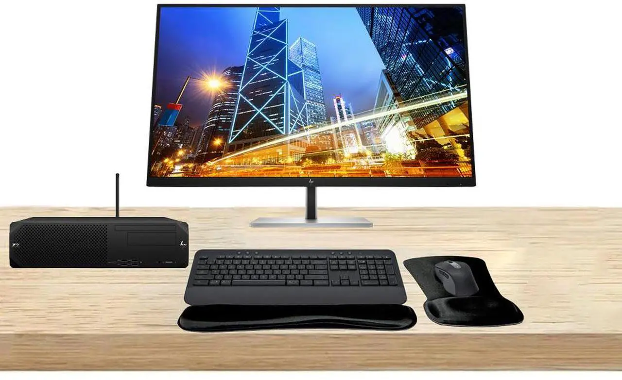Main image of HP Workstation Bundle Z2 SFF G9 i7, 16GB RAM, 512GB SSD, Windows 11 Pro, UHD Graphics 770, Dual EliteDisplay E32k G5 32-inch 4K Monitor, T2U Plus WiFi, MK650 Wireless Keyboard & Mouse with Gel Pad