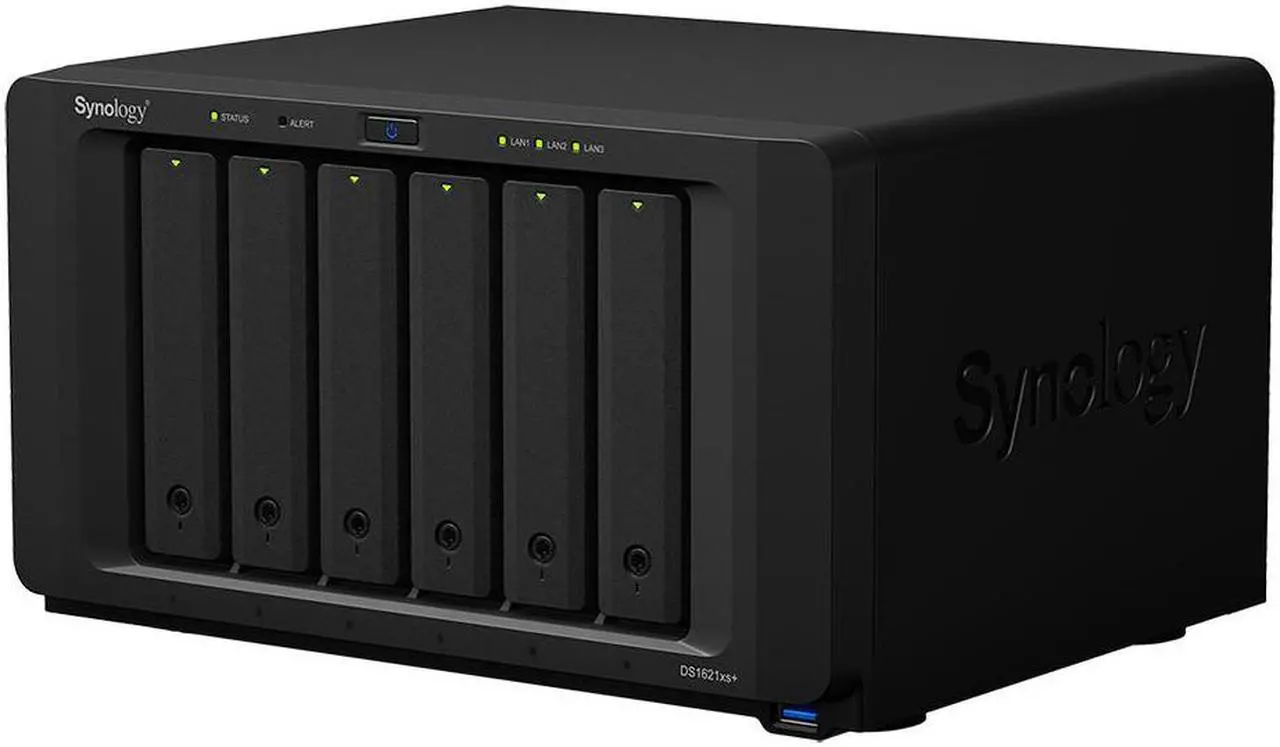 Alt view image 2 of 5 - Synology DiskStation DS1621+ NAS Server with Ryzen 2.2GHz CPU, 32GB Memory, 60TB HDD Storage, 1TB M.2 NVMe SSD, 4 x 1GbE LAN Ports, DSM Operating System