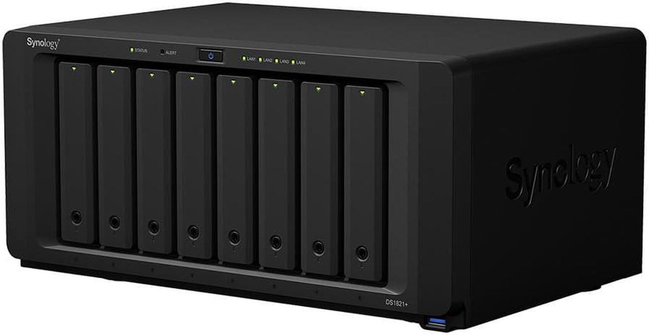 Alt view image 2 of 5 - Synology DiskStation DS1821+ NAS Server with Ryzen 2.2GHz CPU, 32GB Memory, 64TB HDD Storage, 1TB M.2 NVMe SSD, 4 x 1GbE LAN Ports, DSM Operating System