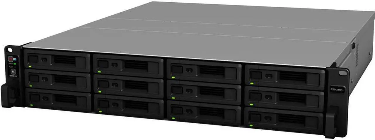 Alt view image 2 of 4 - Synology RackStation RS2421RP+ NAS Server with Ryzen 2.2GHz CPU, 32GB Memory, 192TB HDD Storage, 4 x 1GbE LAN Ports, Redundant Power, DSM Operating System Bundle with Rail kit