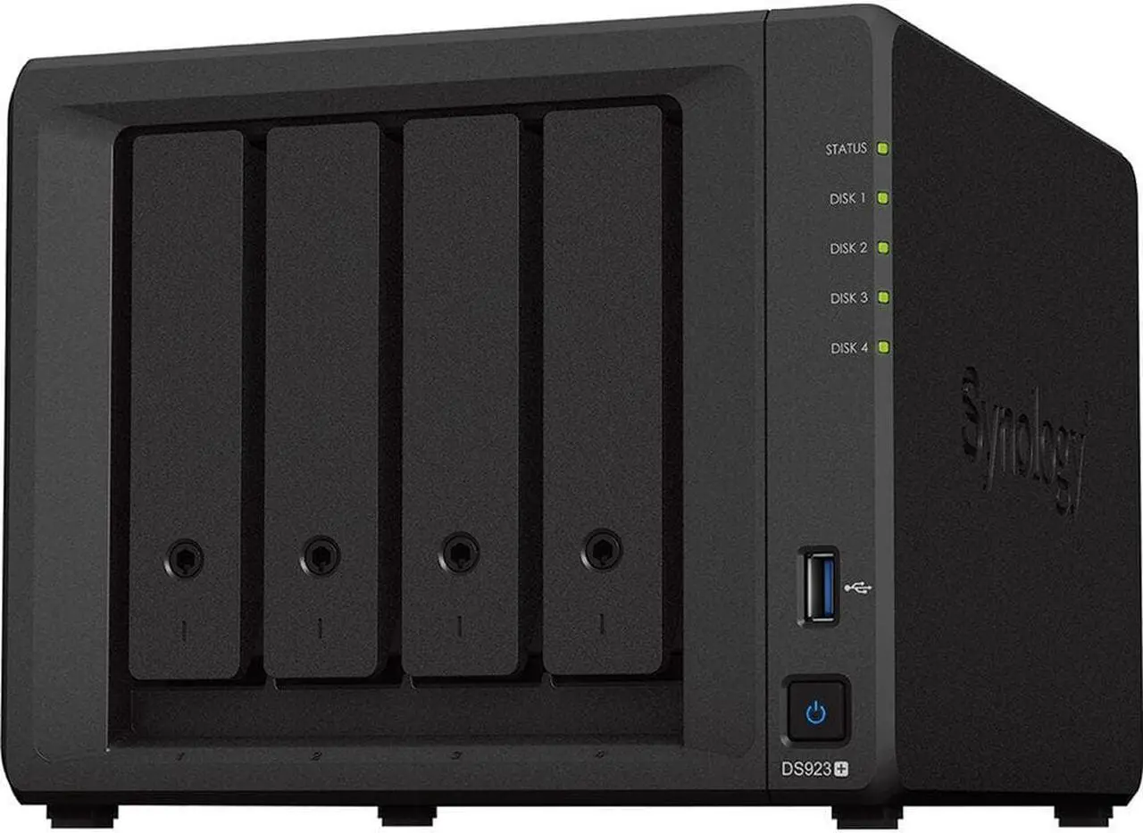 Alt view image 2 of 7 - Synology DiskStation DS923+ NAS Server with Ryzen 2.6GHz CPU, 32GB Memory, 40TB HDD Storage, 1TB M.2 NVMe SSD, 2 x 1GbE LAN Ports, DSM Operating System