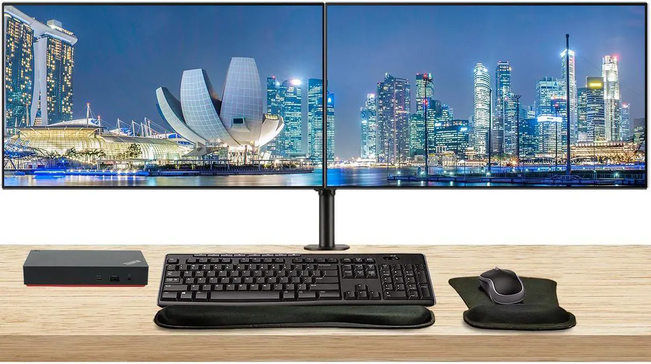 Main image of Lenovo ThinkVision P27h 2560 x 1440 LED QHD LCD Monitor, 2-Pack Bundle with HDMI, DisplayPort, Daisy Chain ready, Dock, USB-C, Dual Monitor Stand, MK270 Wireless Keyboard & Mouse, Mouse & Wrist Pad