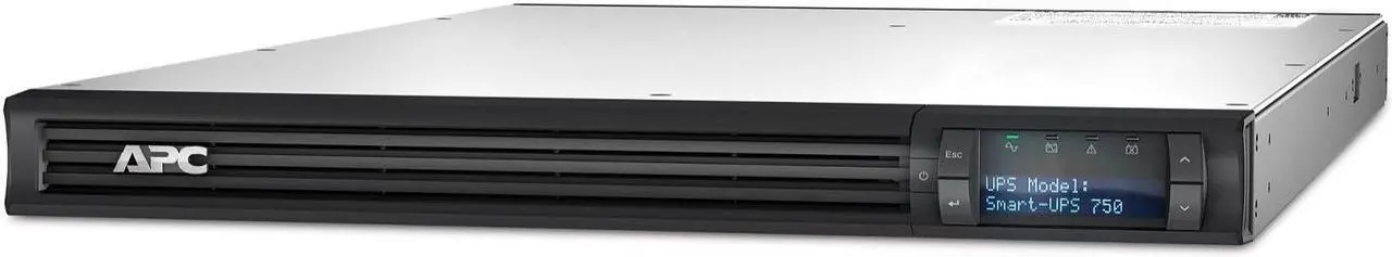 Main image of APC Smart-UPS, SMT750RM1U 1U Rack Back-UPS, 1000 VA Backup Battery Power Supply, 4 x NEMA 5-15R, AVR, LCD Screen Bundled With 16GB USB Storage