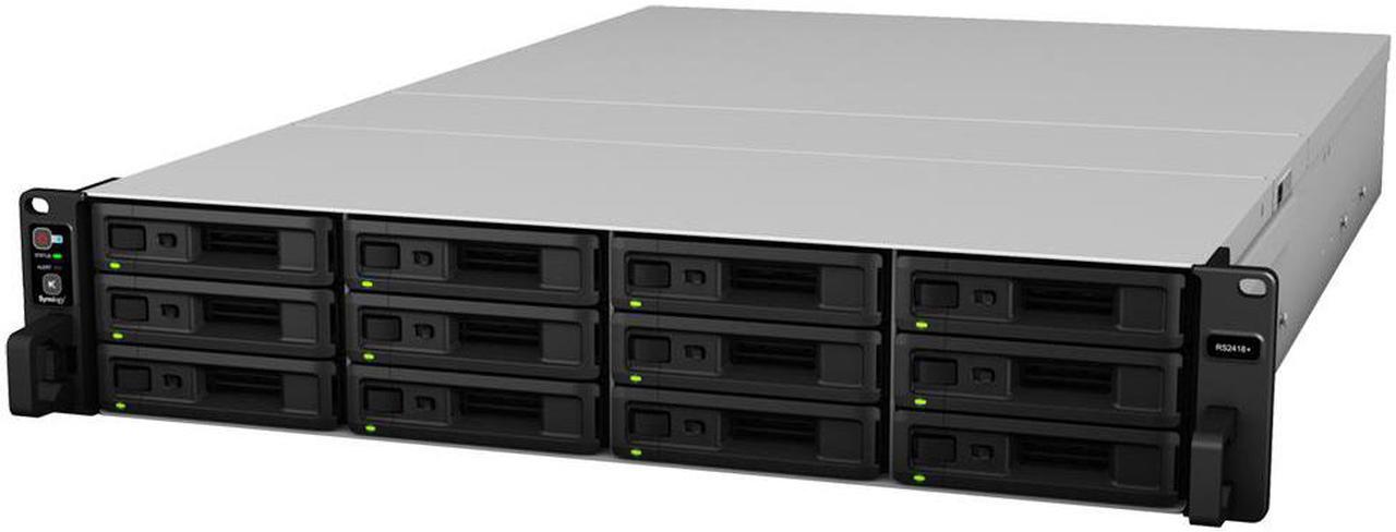 Alt view image 2 of 7 - Synology RackStation RS2418+ NAS Server Bundle with Rail Kit, Intel Atom C3538 Quad-Core, 32GB DDR4, 12TB SSD, Synology DSM Software