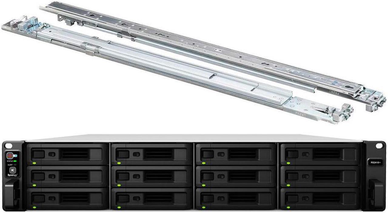 Main image of Synology RackStation RS2418+ NAS Server Bundle with Rail Kit, Intel Atom C3538 Quad-Core, 32GB DDR4, 12TB SSD, Synology DSM Software