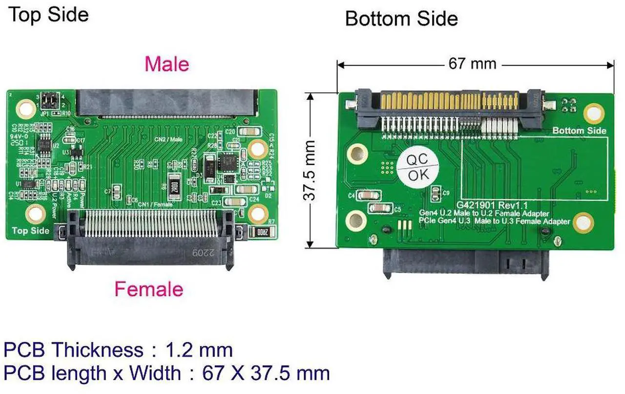 Alt view image 5 of 5 - PCIe 4.0 MCIO 38P to U.2 cable, 50cm+U.2 to U.2 adapter
