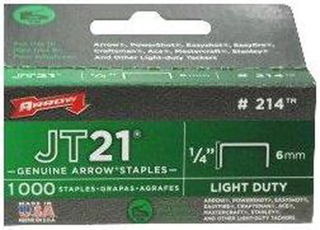 Alt view image 2 of 2 - Arrow JT21 Light Duty Staple, 1/4 In. (1000-Pack) 214 Pack of 5