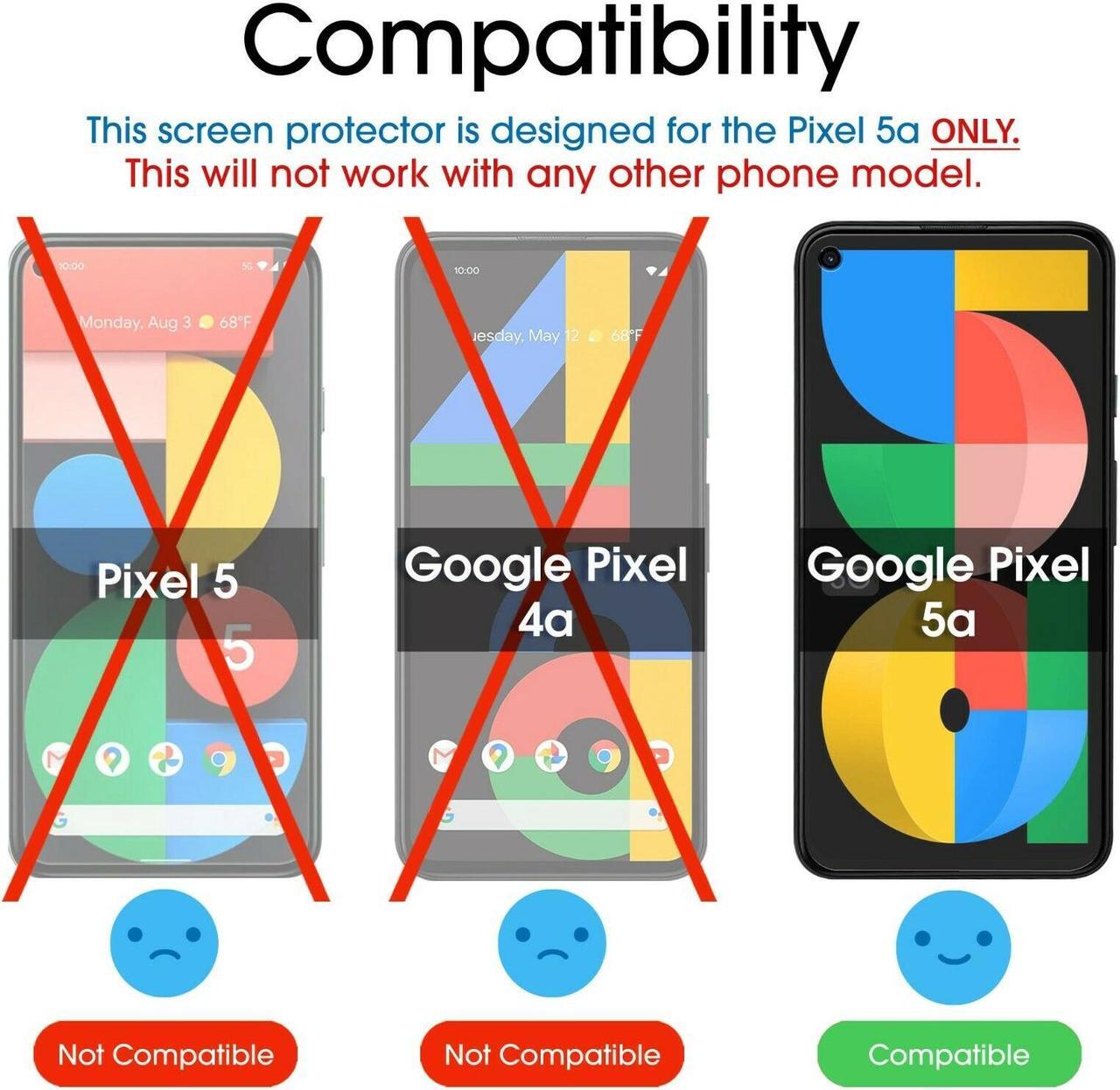 Alt view image 2 of 6 - (3 Pack) Amfilm Tempered Glass Screen Protector For Google Pixel 5A -5G(2021)