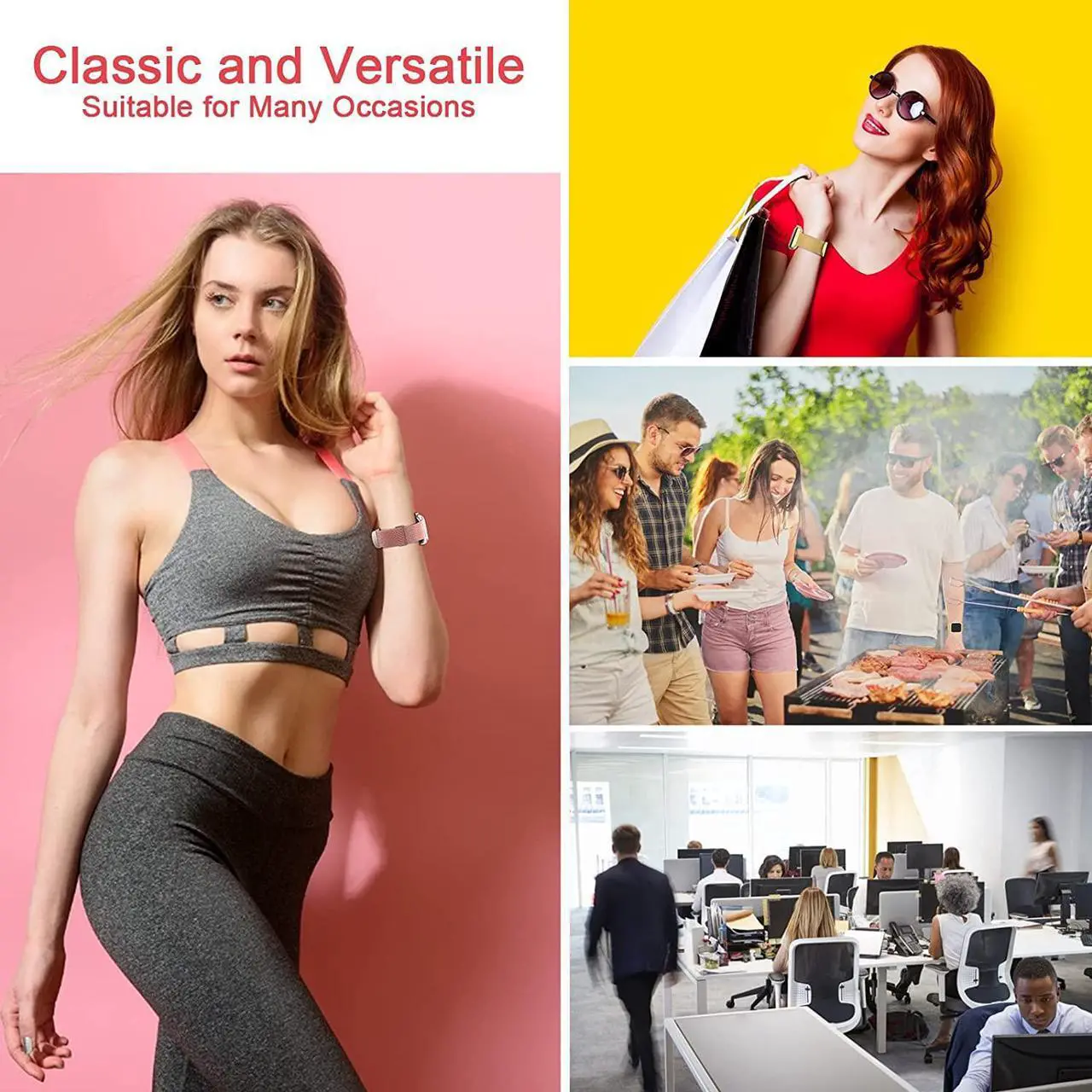 Alt view image 5 of 6 - Metal Magnetic Band Compatible With Apple Watch Bands 38Mm 40Mm 41Mm 42Mm 44Mm 45Mm, Colorful Adjustable Strap Milanese Stainless Steel Mesh Wristband For Iwatch Series 7 6 5 4 3 2 1 Se Men Women