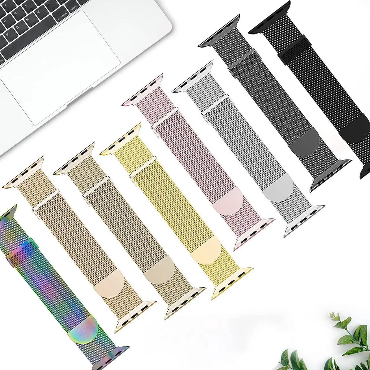 Alt view image 6 of 6 - Metal Magnetic Band Compatible With Apple Watch Bands 38Mm 40Mm 41Mm 42Mm 44Mm 45Mm, Colorful Adjustable Strap Milanese Stainless Steel Mesh Wristband For Iwatch Series 7 6 5 4 3 2 1 Se Men Women