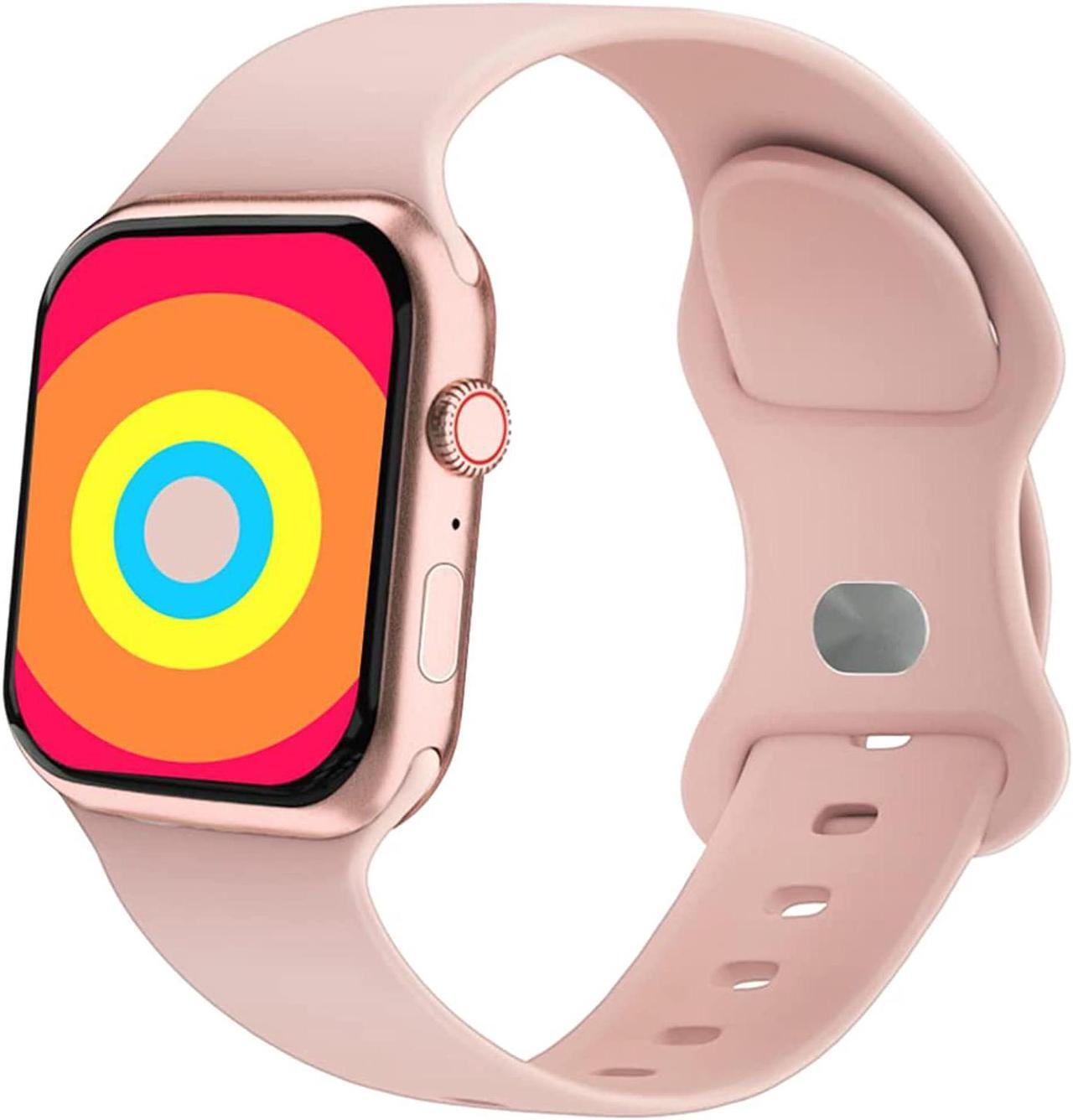 Main image of Sport Watch Band Compatible With Apple Watch, Iwatch Bands 38Mm 40Mm 41Mm Woman Man, Soft Silicone Wristbands Strap Replacement For Iwatch Series Se 7 6 5 4 3 2 1 Sport Edition Sand Pink