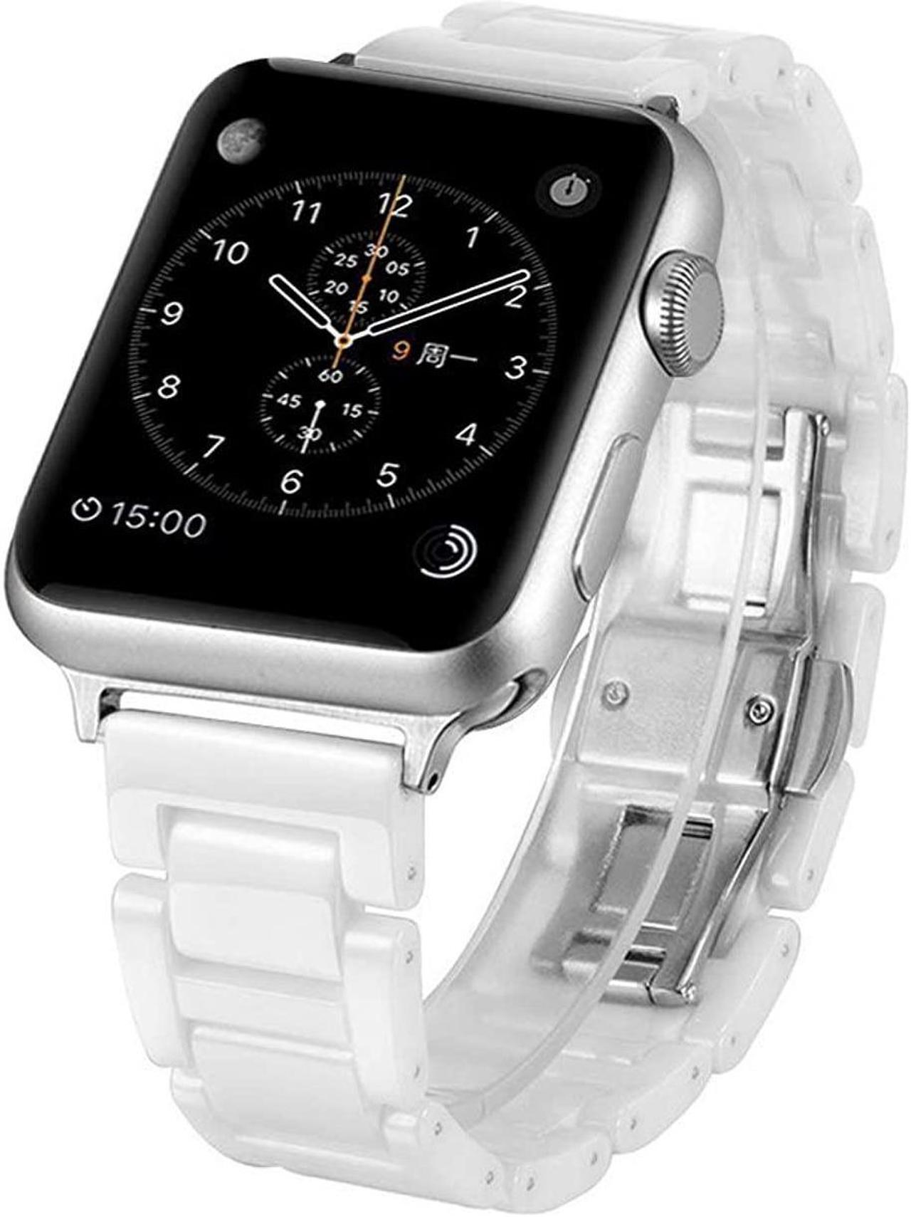 Alt view image 2 of 7 - Compatible For Apple Watch Band 38Mm/40Mm Ceramic Iwatch Band Women Men Stainless Steel Metal Butterfly Buckle Sport Wristband Replacement Band For 38Mm/40Mm Apple Watch Series 7/5/4/3/2/1,
