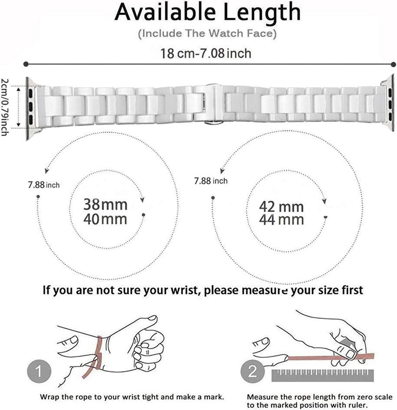 Alt view image 6 of 7 - Compatible For Apple Watch Band 38Mm/40Mm Ceramic Iwatch Band Women Men Stainless Steel Metal Butterfly Buckle Sport Wristband Replacement Band For 38Mm/40Mm Apple Watch Series 7/5/4/3/2/1,