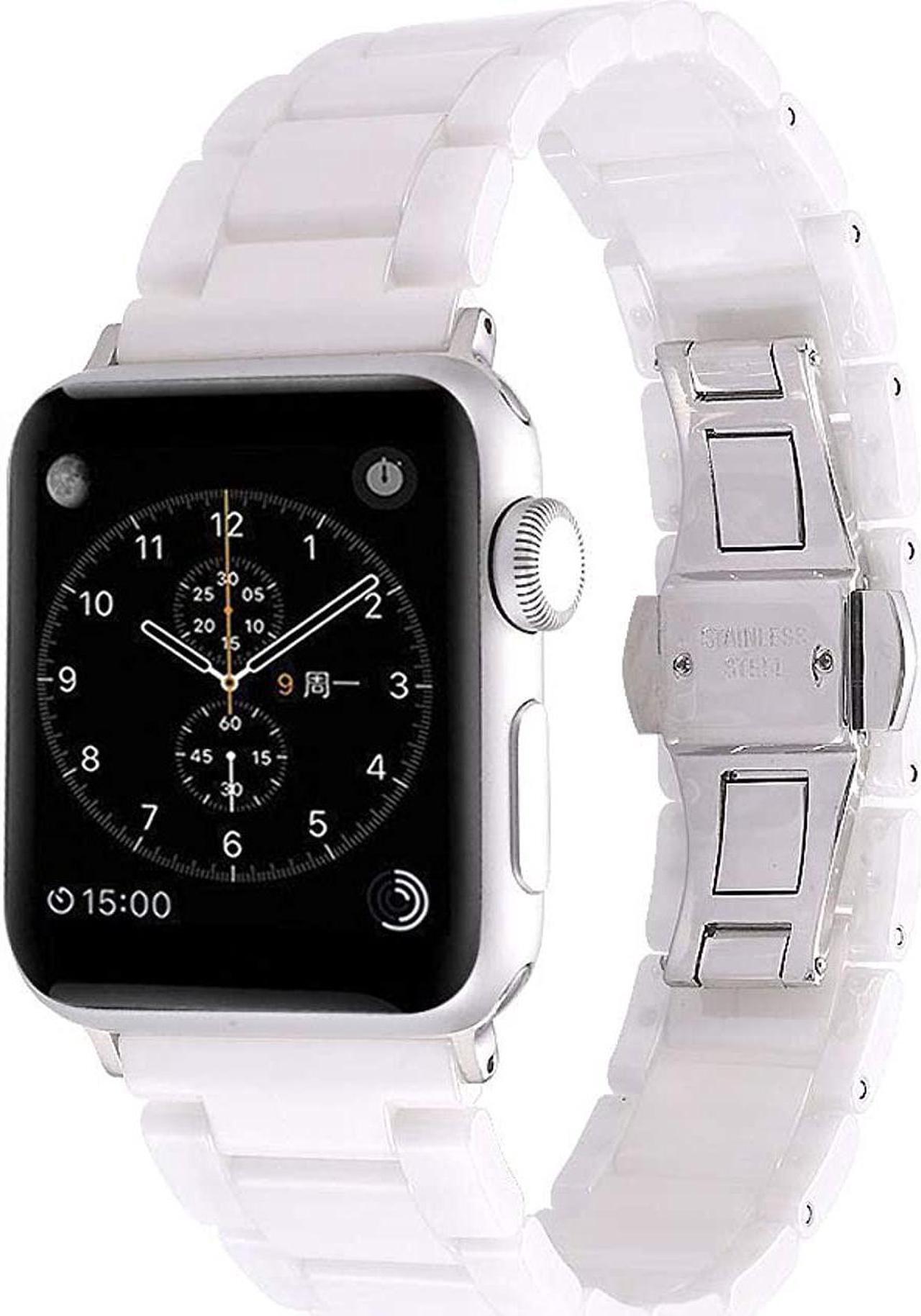 Main image of Compatible For Apple Watch Band 38Mm/40Mm Ceramic Iwatch Band Women Men Stainless Steel Metal Butterfly Buckle Sport Wristband Replacement Band For 38Mm/40Mm Apple Watch Series 7/5/4/3/2/1,