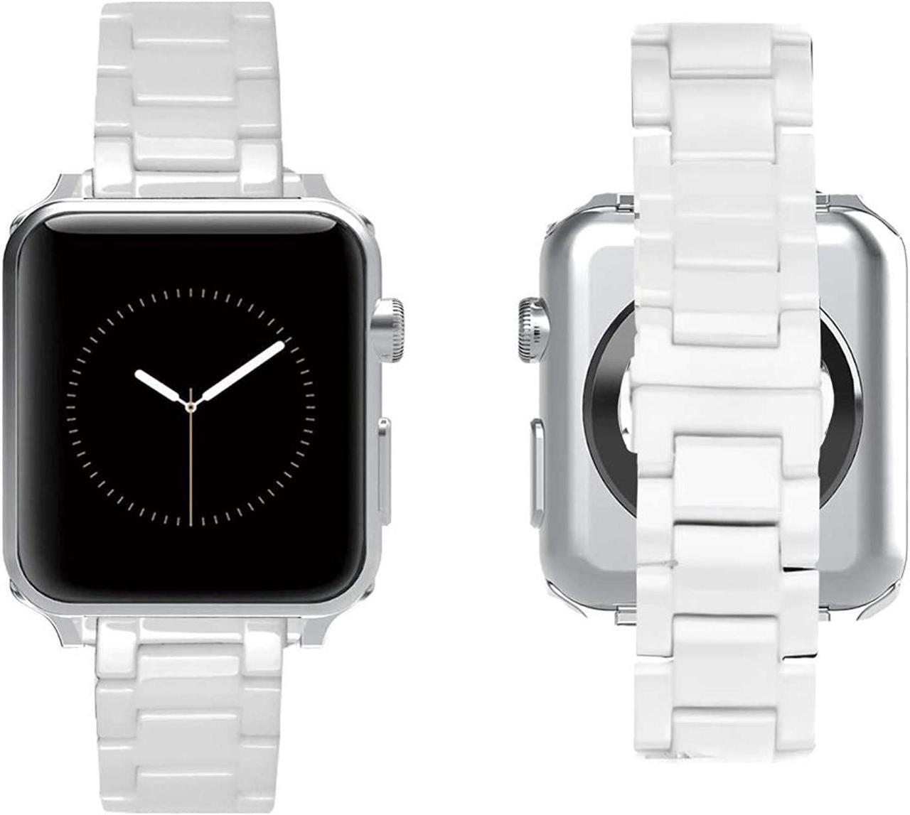Alt view image 3 of 7 - Compatible For Apple Watch Band 38Mm/40Mm Ceramic Iwatch Band Women Men Stainless Steel Metal Butterfly Buckle Sport Wristband Replacement Band For 38Mm/40Mm Apple Watch Series 7/5/4/3/2/1,