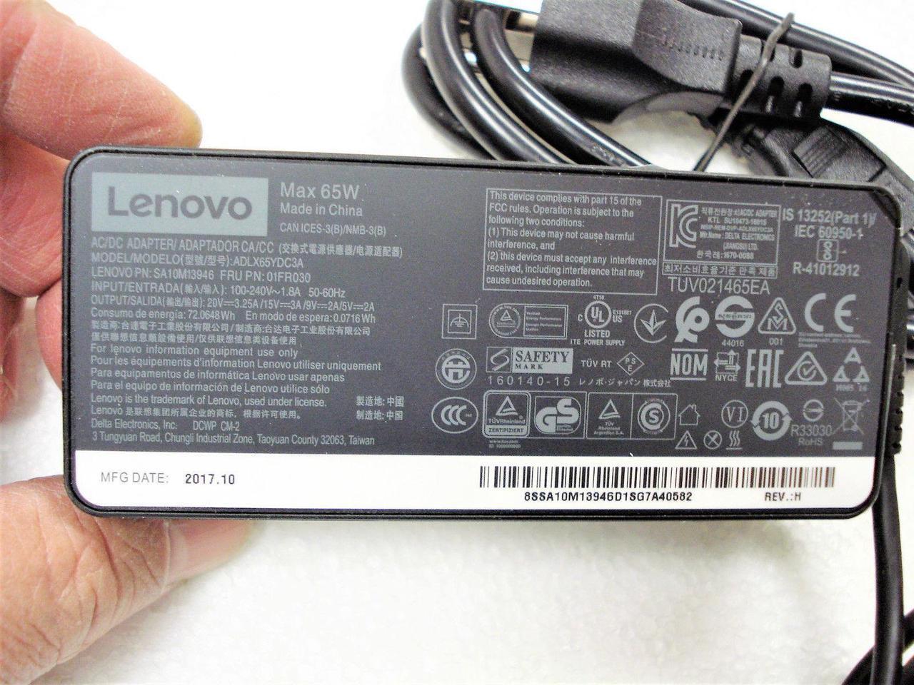 Alt view image 3 of 5 - NEW Genuine Original OEM LENOVO 65W USB-C AC Adapter Charger 01FR030 ADLX65YLC3A