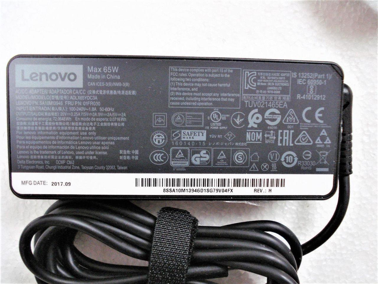 Alt view image 2 of 6 - Genuine Original OEM 65W USB-C AC Adapter Charger for LENOVO 01FR030 ADLX65YDC3A