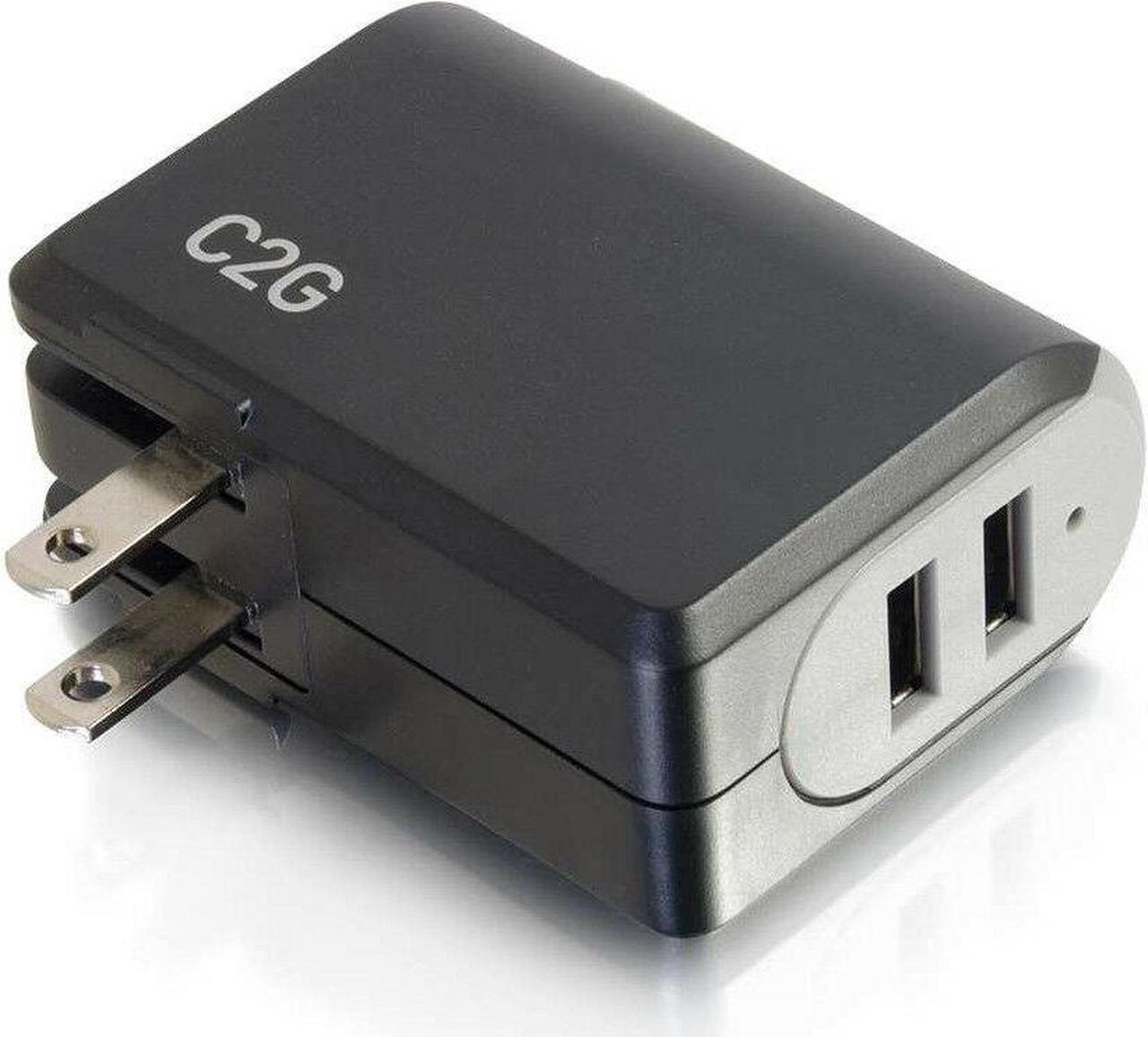 Alt view image 3 of 5 - C2G 2-Port USB Wall Charger - AC to USB Adapter, 5V 4.8A Output