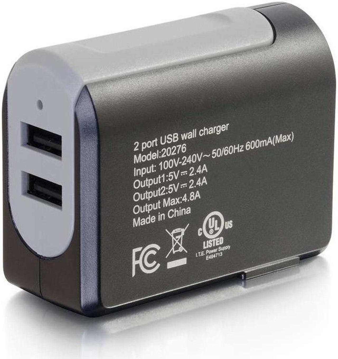 Alt view image 4 of 5 - C2G 2-Port USB Wall Charger - AC to USB Adapter, 5V 4.8A Output