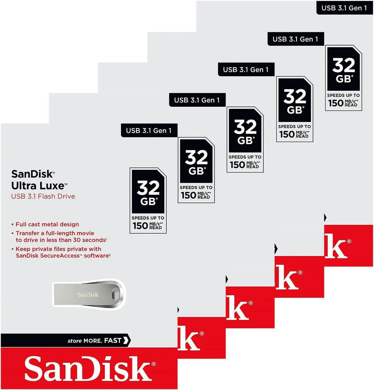 Main image of 5X Sandisk Ultra Luxe 32Gb Usb 3.1 Sdcz74 150Mb/S Flash Pen Drive Sdcz74-032G