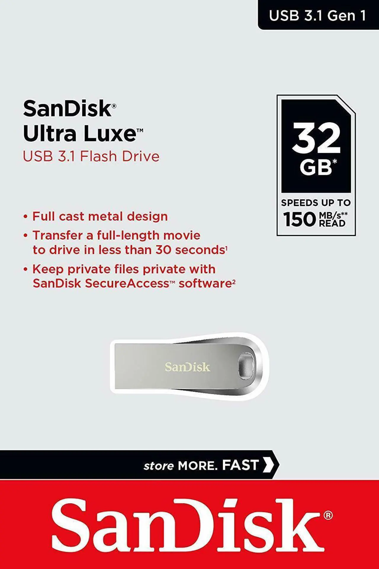 Alt view image 4 of 4 - 5X Sandisk Ultra Luxe 32Gb Usb 3.1 Sdcz74 150Mb/S Flash Pen Drive Sdcz74-032G