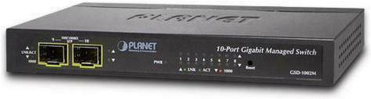 Alt view image 5 of 8 - PLANET GSD-1002M 8-Port 10/100/1000Mbps + 2-Port 100/1000X SFP Managed Desktop Switch