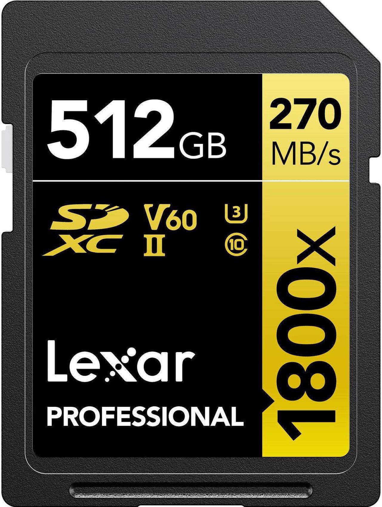 Main image of Lexar 512GB Professional 1800x UHS-II SDXC Memory Card (GOLD Series)