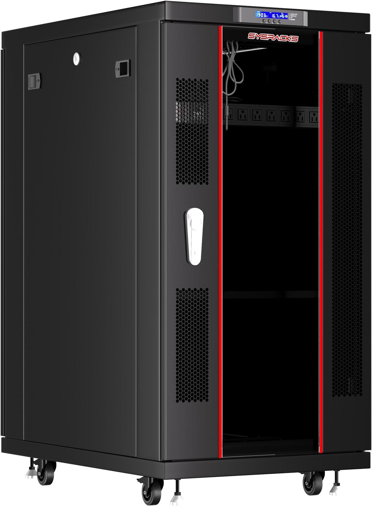 Server Rack - Locking Cabinet - Network Rack - Av Cabinet - 27 U - Rack Mount - Free Standing Network Rack- Server Cabinet - Caster Leveler - Rack Shelf - Cooling Fan - Thermostat – PDU – 39-inch Dept