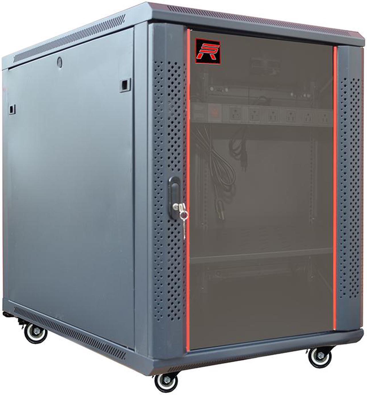 15U Free Standing Server Rack Cabinet. Fits Most of Servers, ACCESSORIES FREE!! Cooling Fan, Casters, Shelf, 8-Way PDU,  Fully Lockable 35" Deep Network IT Server Rack Enclosure