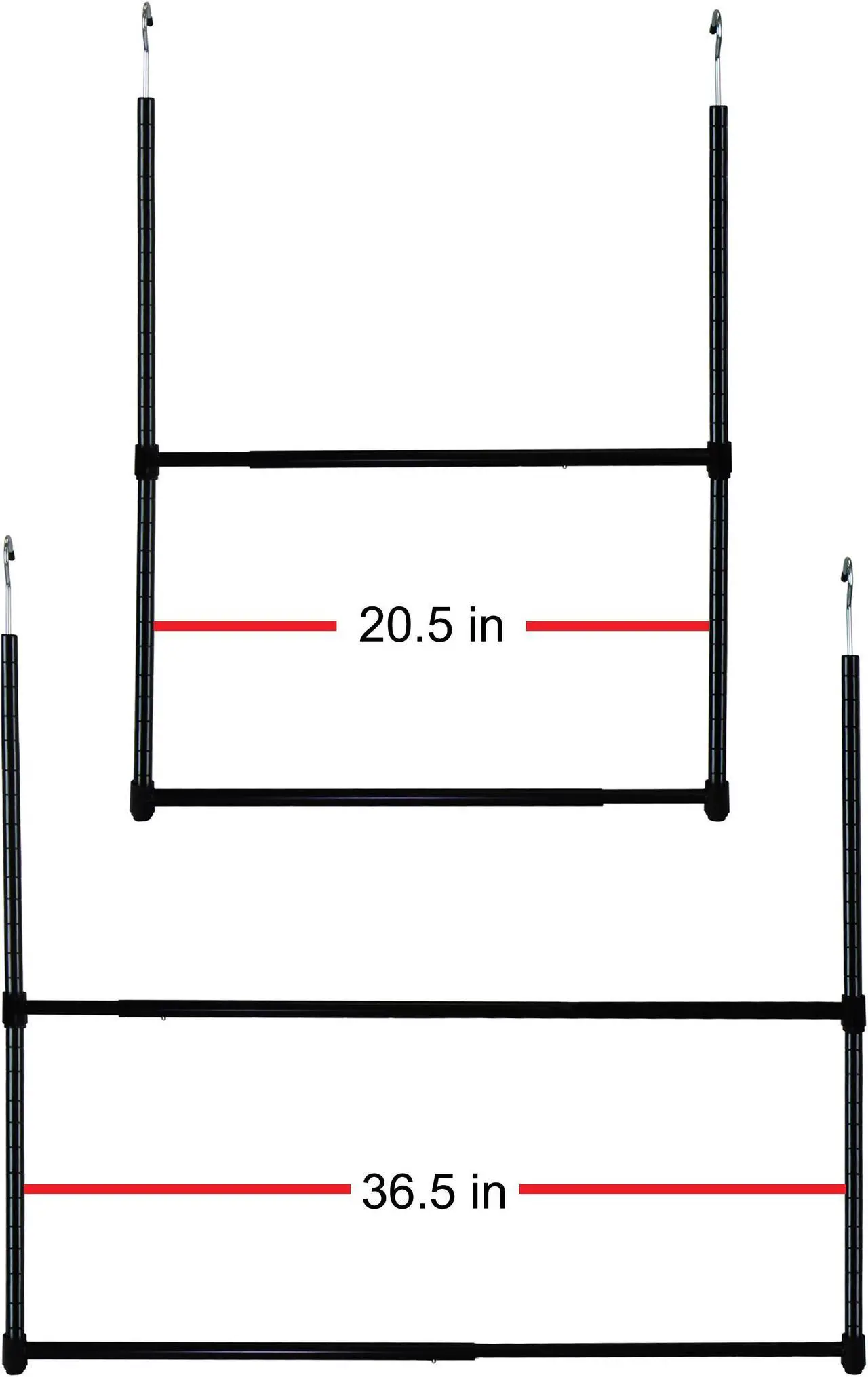 Alt view image 5 of 6 - Oceanstar 2-Tier Portable Adjustable Closet Hanger Rod, Black