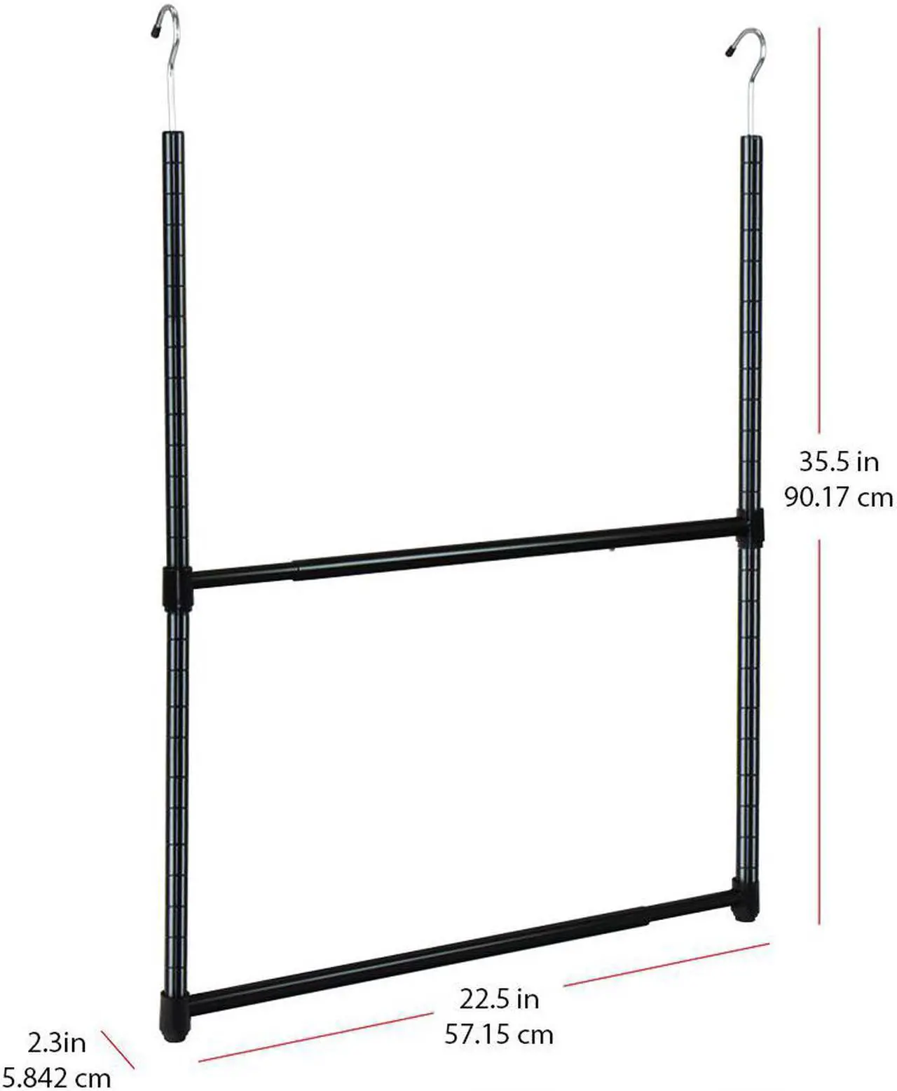 Alt view image 2 of 6 - Oceanstar 2-Tier Portable Adjustable Closet Hanger Rod, Black