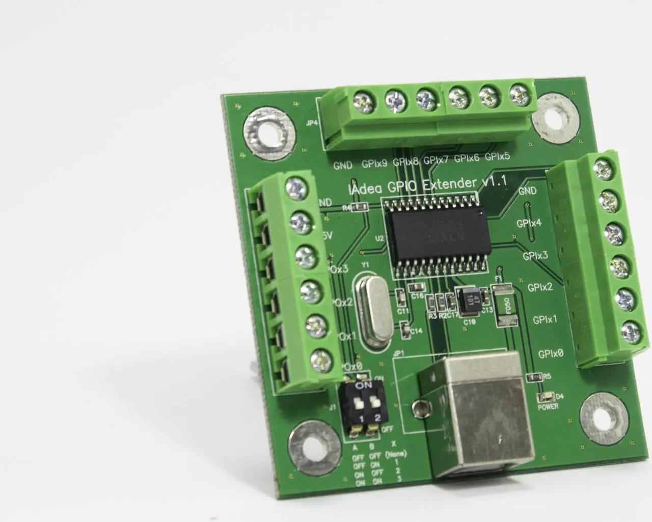 Main image of Programmable USB HID board for up to 10 buttons
USB to GPIO Extender Module With 10 Inputs / 4 Outputs. Compatible with Raspberry Pi.