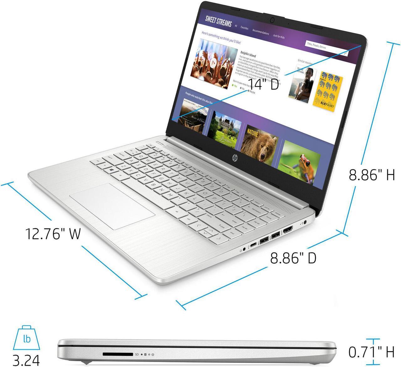 Alt view image 11 of 11 - HP 14" Laptop: Core i3-1005G1, 256GB SSD, 8GB RAM, 14" Full HD IPS Display