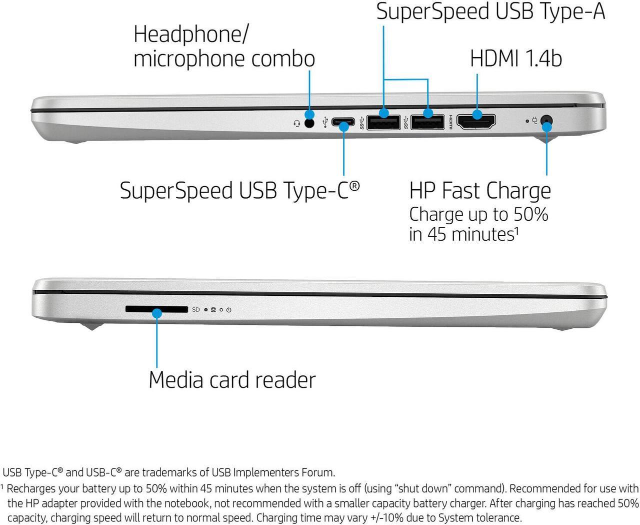 Alt view image 9 of 11 - HP 14" Laptop: Core i3-1005G1, 256GB SSD, 8GB RAM, 14" Full HD IPS Display