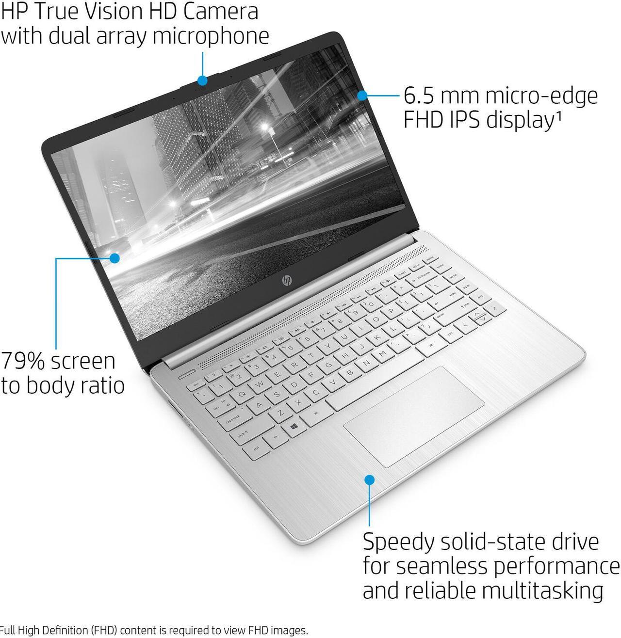 Alt view image 10 of 11 - HP 14" Laptop: Core i3-1005G1, 256GB SSD, 8GB RAM, 14" Full HD IPS Display