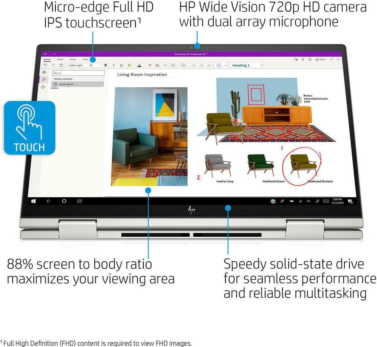 Alt view image 3 of 7 - HP ENVY x360 15-ed1071cl Intel Core i7 11th Gen 1165G7 (2.80GHz) 16GB Memory 512 GB PCIe SSD Intel Iris Xe Graphics 15.6" Touchscreen 1920 x 1080 Convertible 2-in-1 Laptop Windows 10 / 11 Home 64-bit