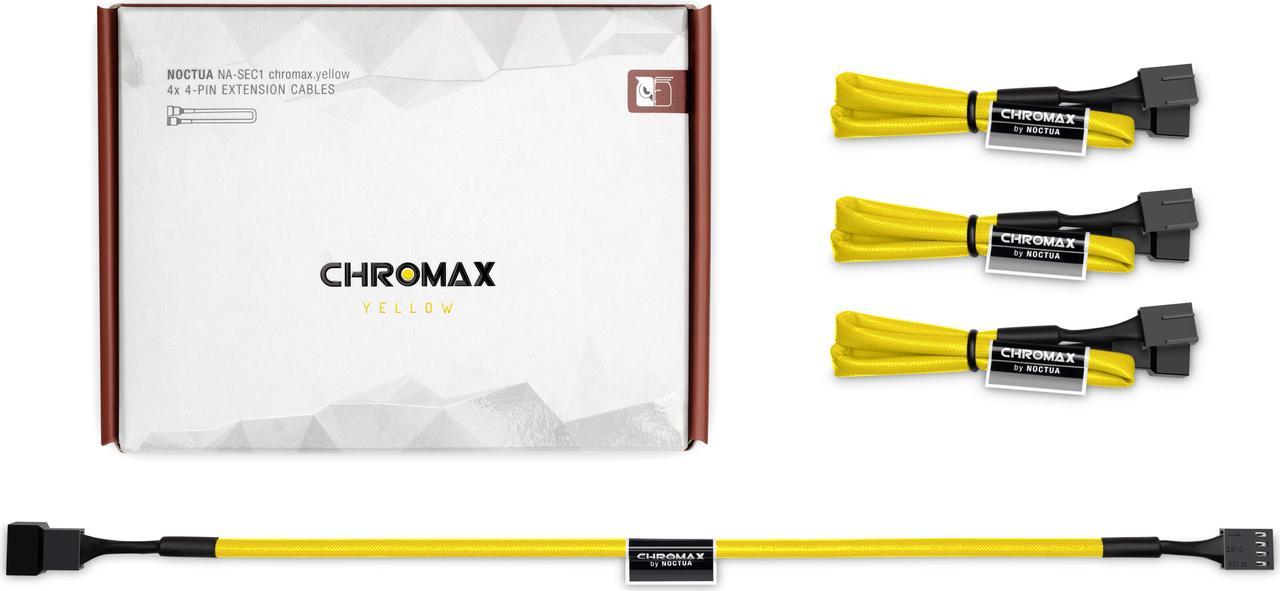 Noctua NA-SEC1 chromax.yellow, 3-Pin/4-Pin Extension Cables (30cm, Yellow)