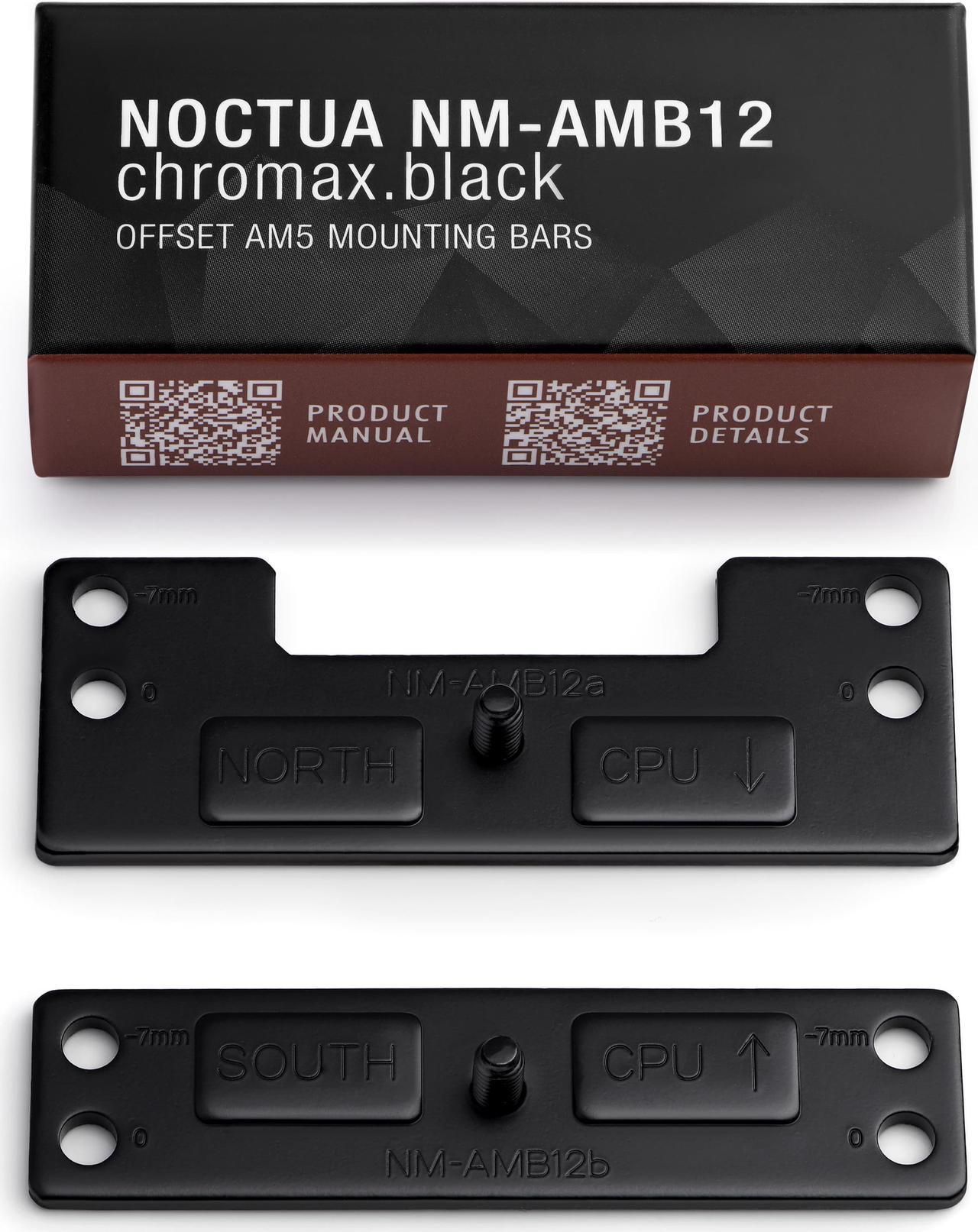 Alt view image 2 of 4 - Noctua NM-AMB12 chromax.black, Offset AMD AM5 Mounting Bars for Improved Cooling Performance (Black)