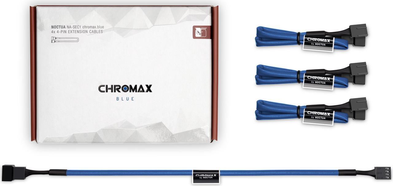 Noctua NA-SEC1 chromax.blue, 3-Pin/4-Pin Extension Cables (30cm, Blue)