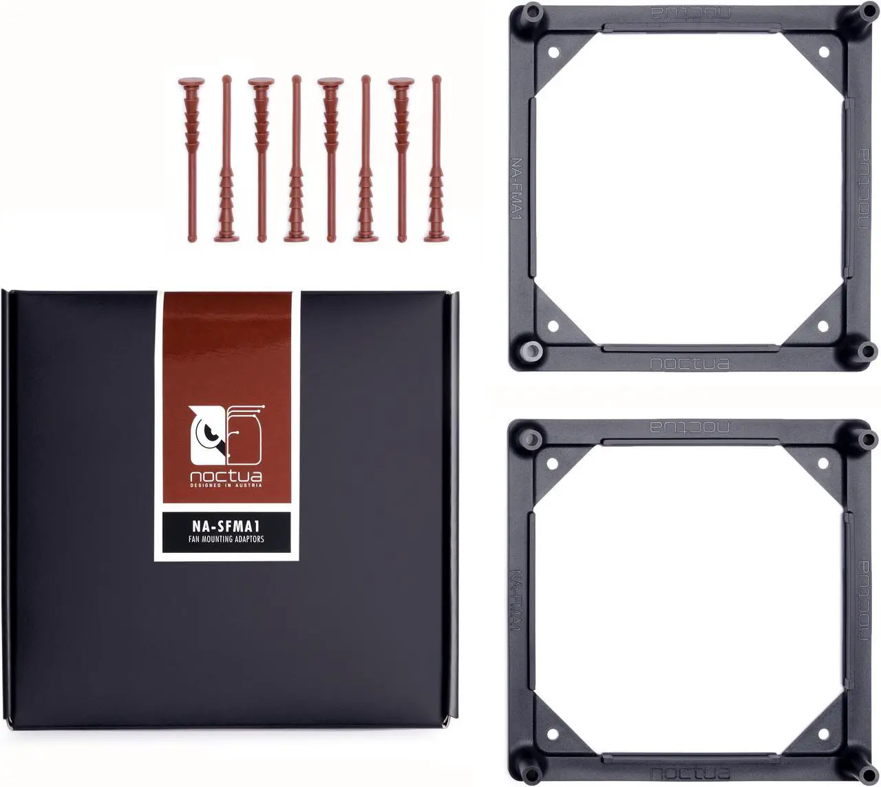Main image of Noctua NA-SFMA1, 140 to 120mm Fan Mounting Adaptors for Watercooling Radiators (2 pieces, Black)