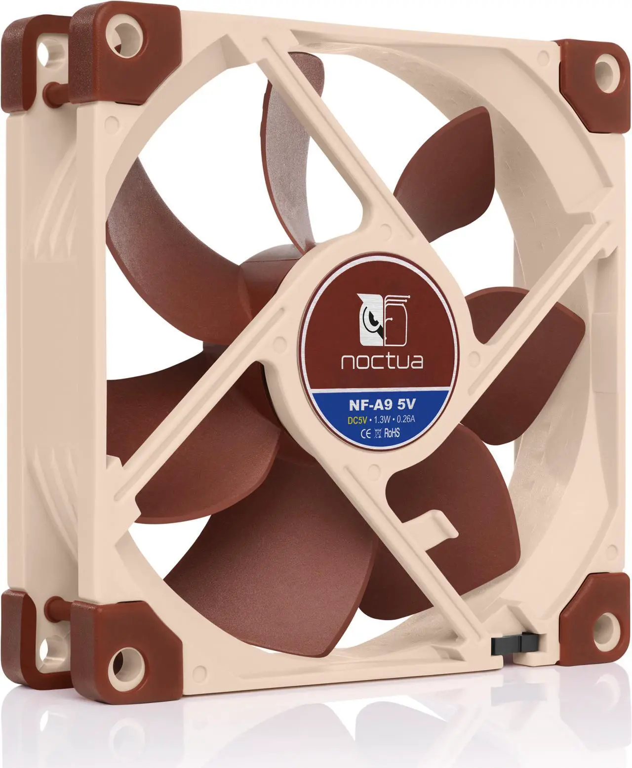 Alt view image 3 of 7 - Noctua NF-A9 5V, Premium Quiet Fan with USB Power Adaptor Cable, 3-Pin, 5V Version (92mm, Brown)