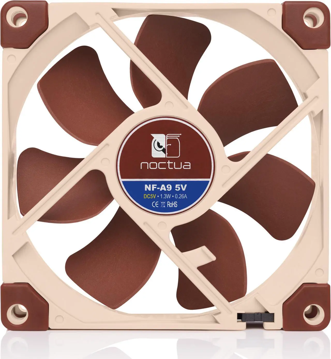 Alt view image 5 of 7 - Noctua NF-A9 5V, Premium Quiet Fan with USB Power Adaptor Cable, 3-Pin, 5V Version (92mm, Brown)